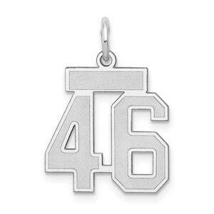 14k White Gold, Jersey Collection, Small Number 46 Pendant
